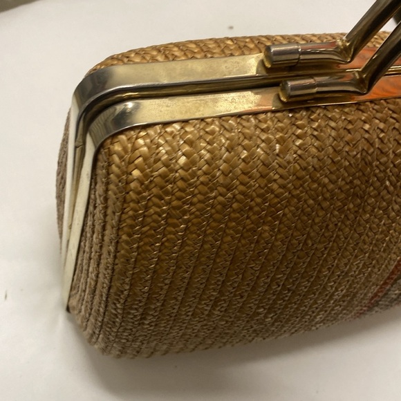 Vintage Pier Giorgio Italy Straw Handbag Metal Handle